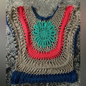 Boho Chic Crochet Blouse with Vibrant Accents